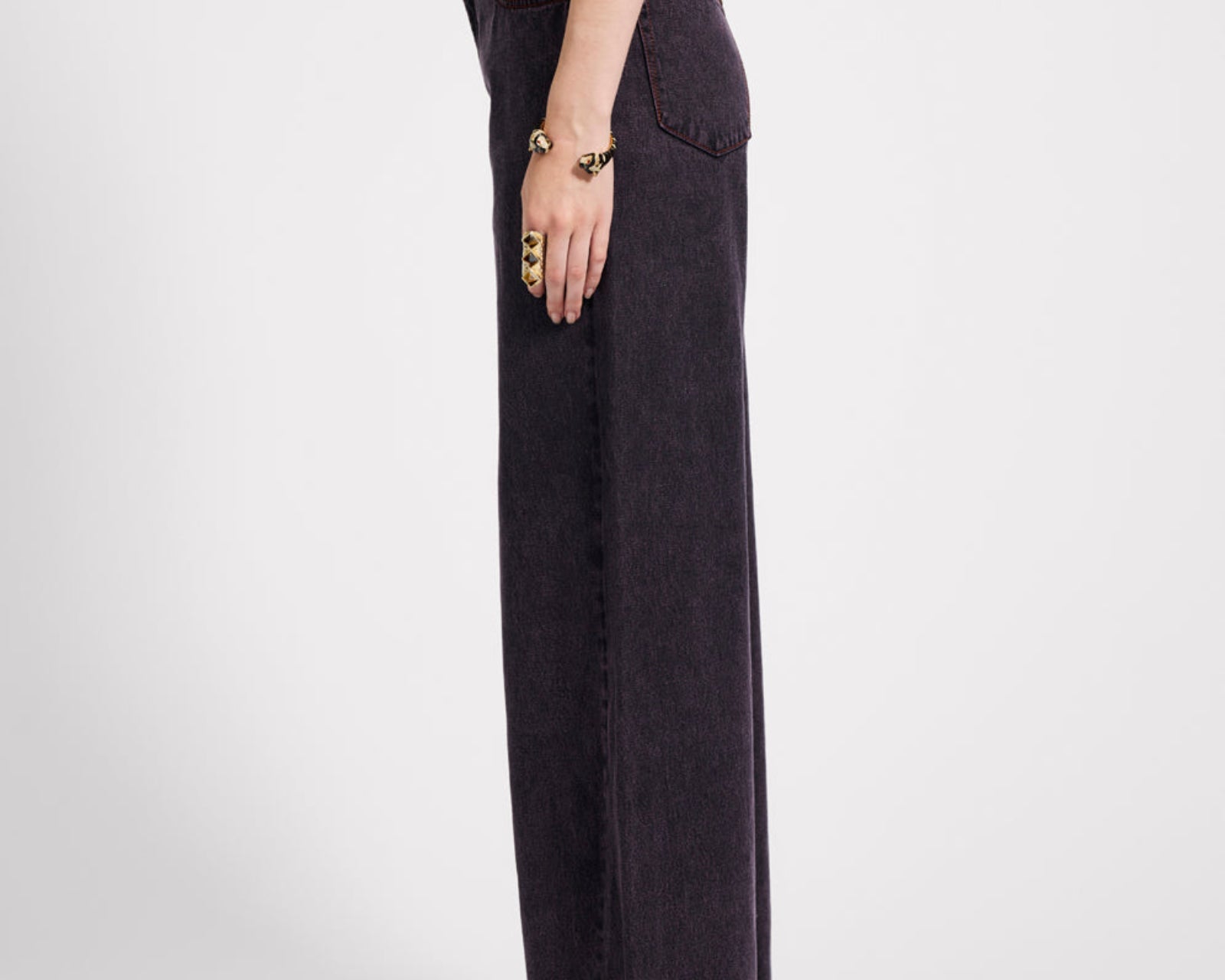 Love Machines Mid Waist Super Wide Leg Denim Jeans - Black Pink