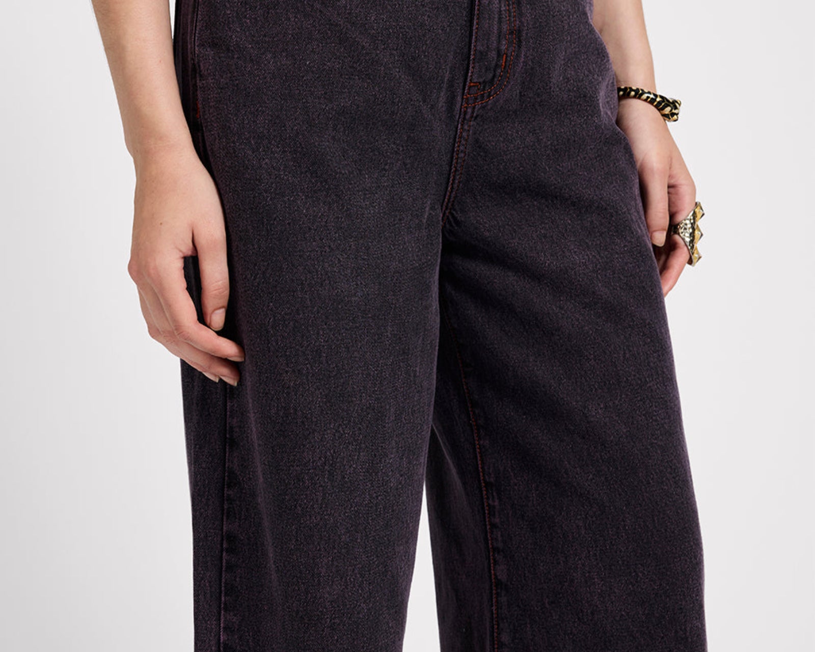 Love Machines Mid Waist Super Wide Leg Denim Jeans - Black Pink