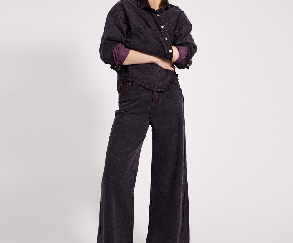 Daria Denim Shacket - Black Pink