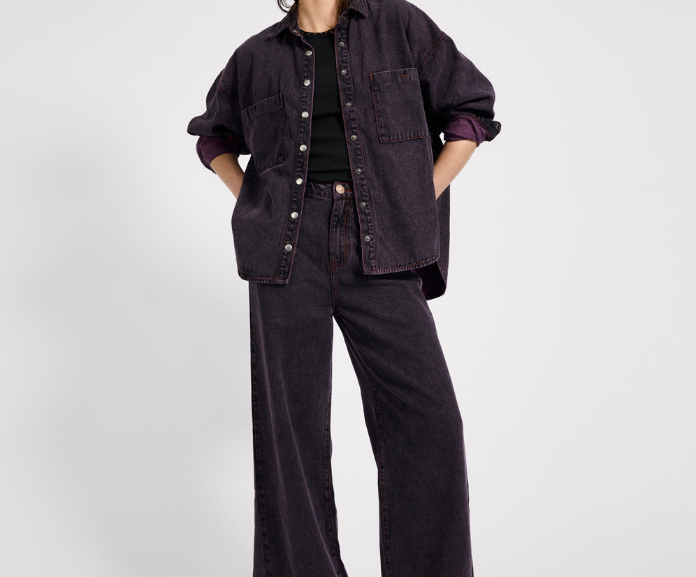 Daria Denim Shacket - Black Pink