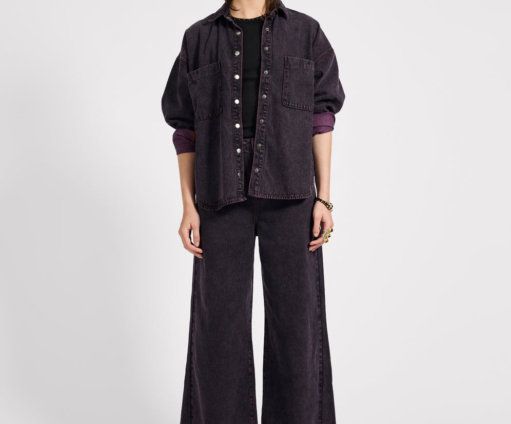 Daria Denim Shacket - Black Pink