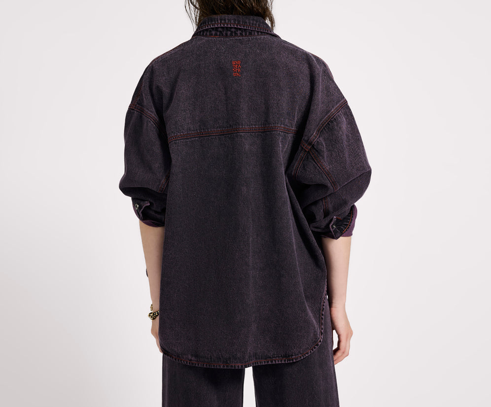 Daria Denim Shacket - Black Pink
