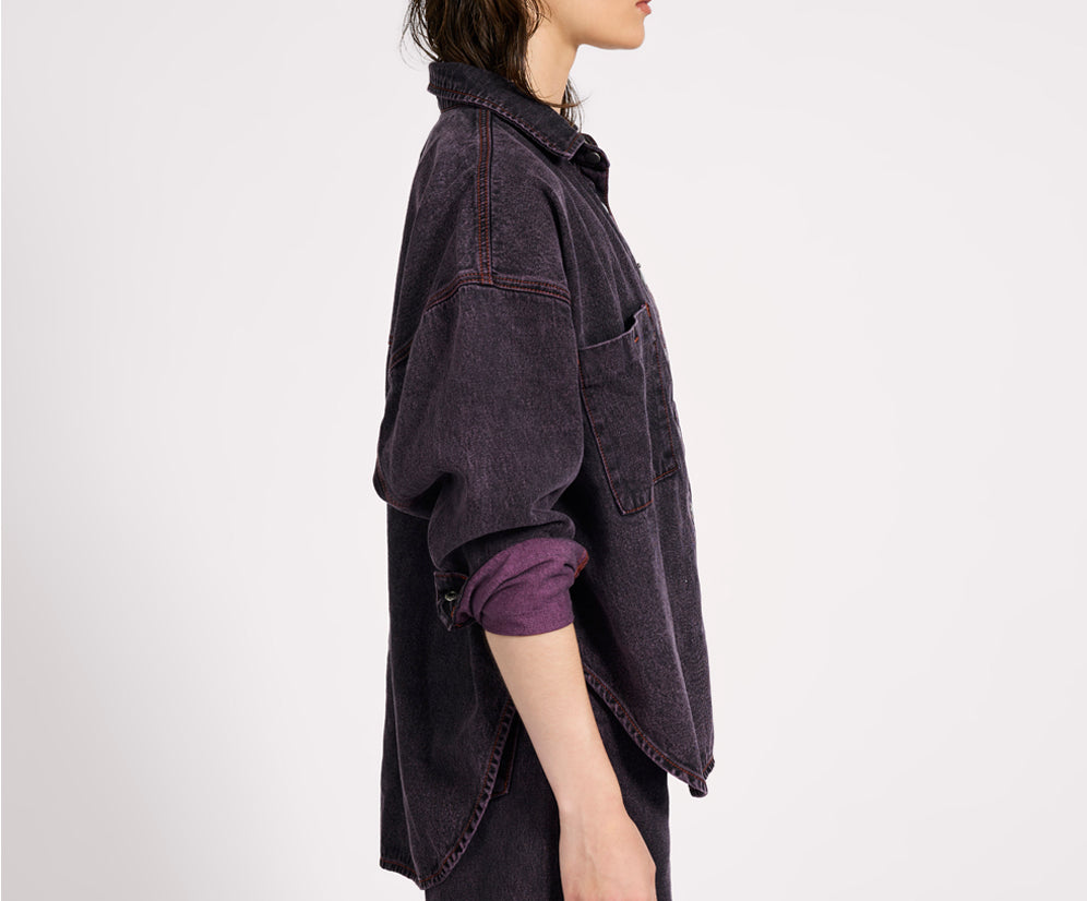 Daria Denim Shacket - Black Pink