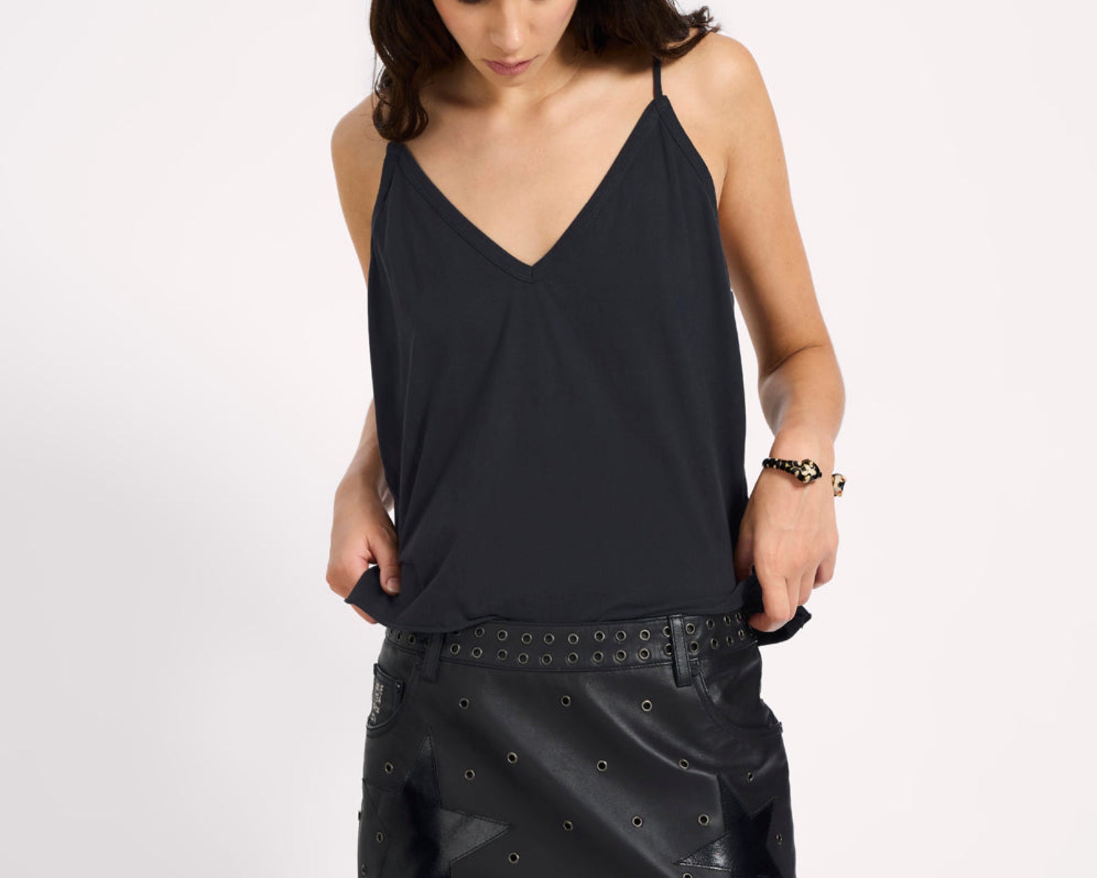 Axel Low Waist Micro Mini Leather Skirt - Black