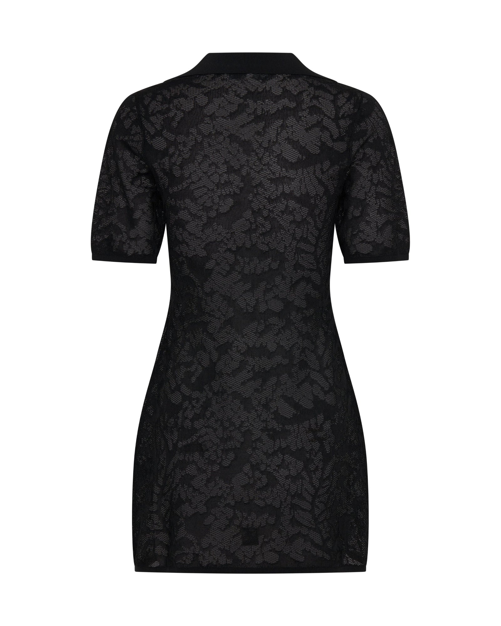 Sheer Lace-Look Knitted Mesh Mini Dress - Black | One Teaspoon