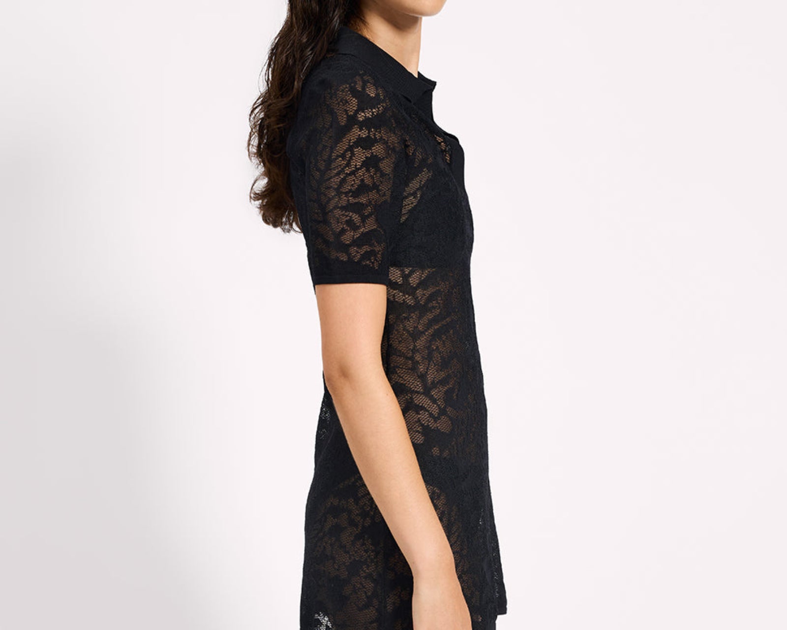 princess polly baby blue dress Tayna Black Lace Mesh Mini Dress main image 0