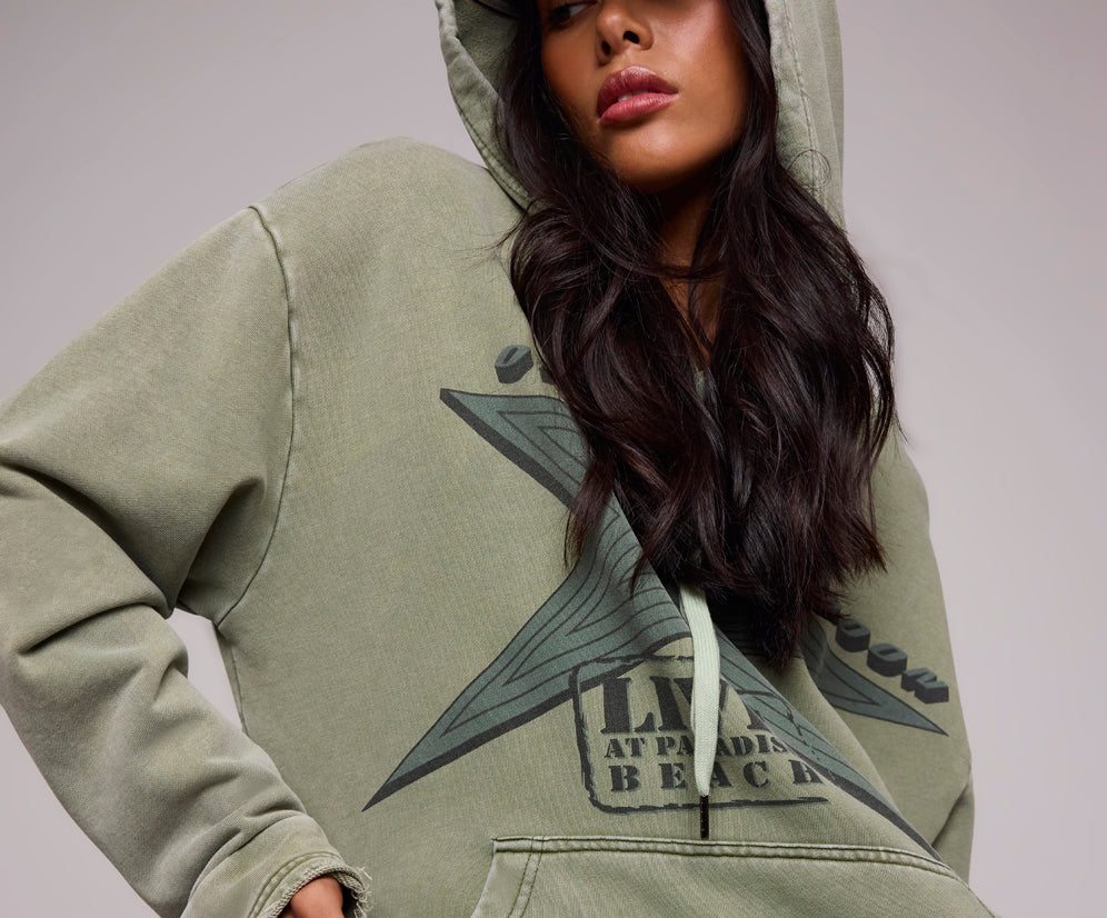Star Tour Worn Hoody - Washed Khaki