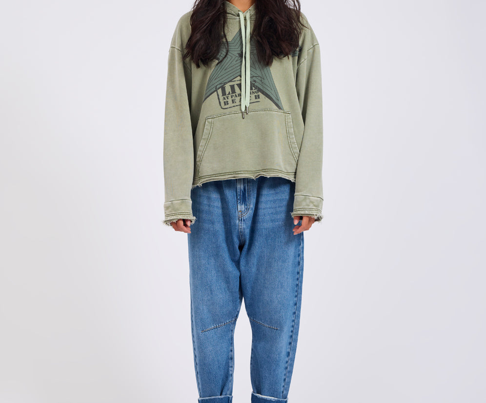 Star Tour Worn Hoody - Washed Khaki