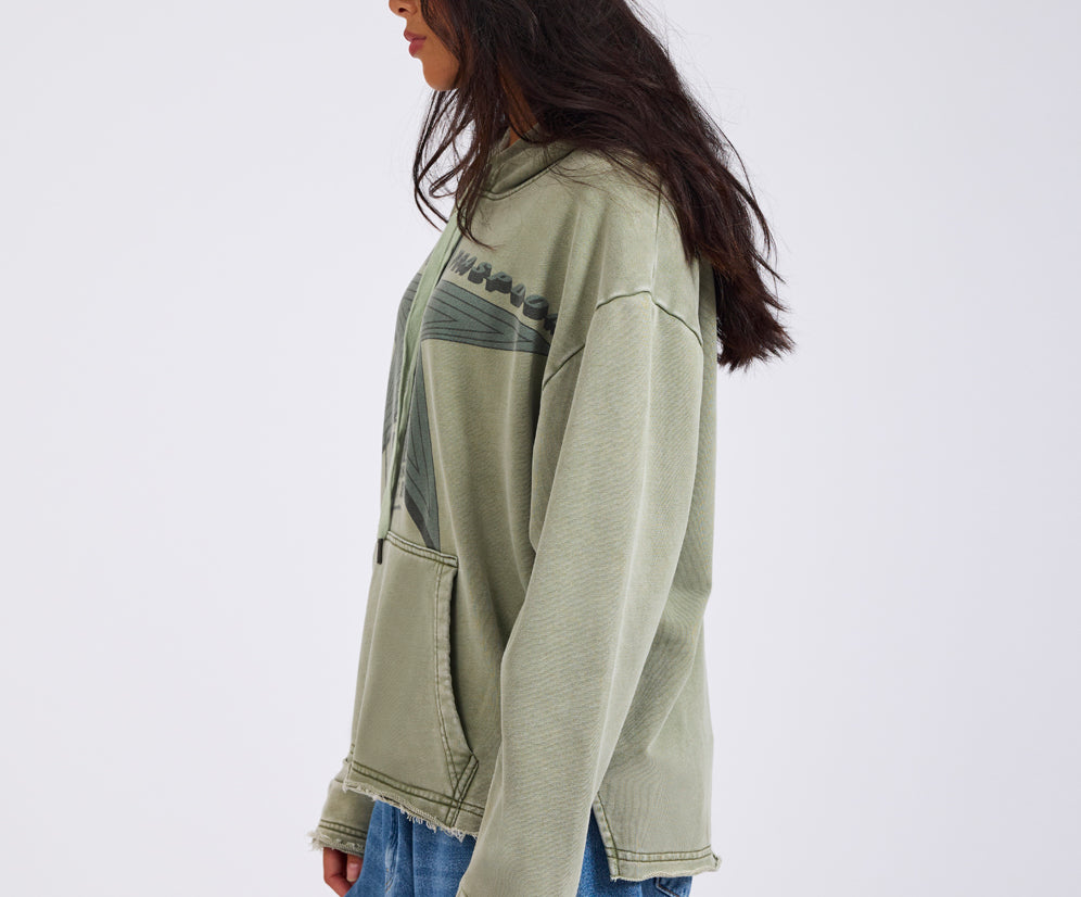 Star Tour Worn Hoody - Washed Khaki