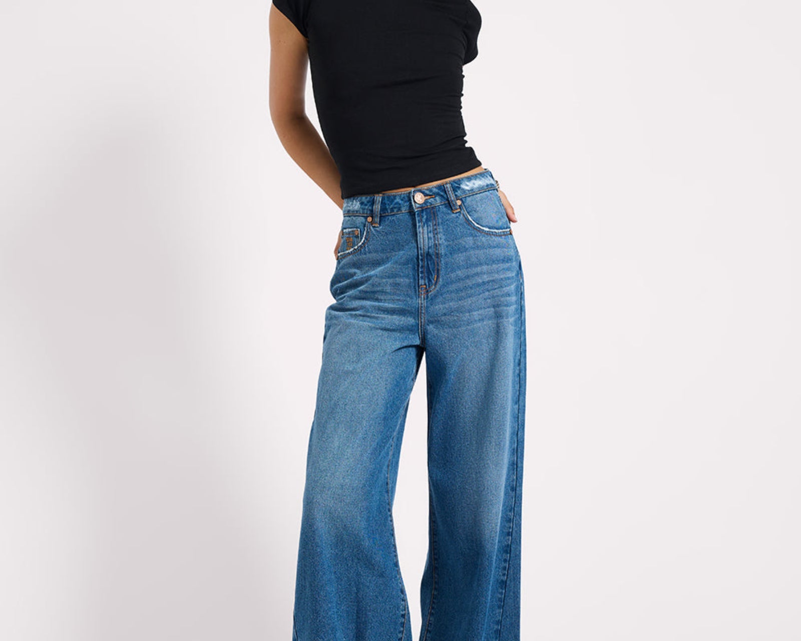 Love Machines High Waist Super Wide Leg Denim Jeans - Pacifica