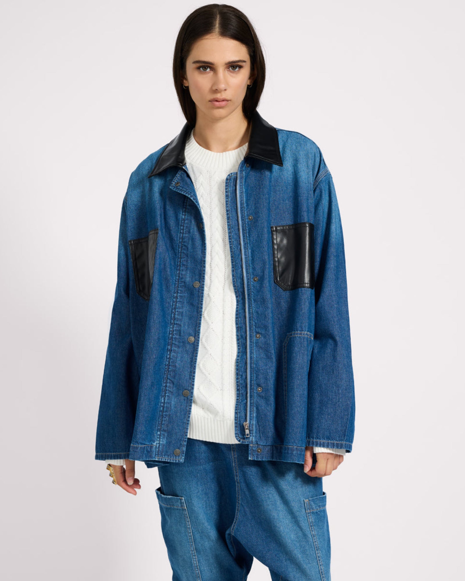 My Boyfriends Denim Shacket - Blue Pasadena | One Teaspoon