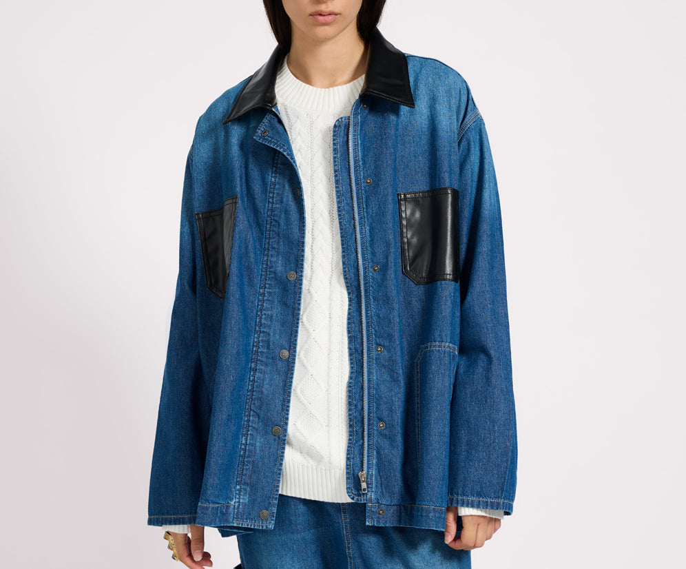 My Boyfriends Denim Shacket - Blue Pasadena