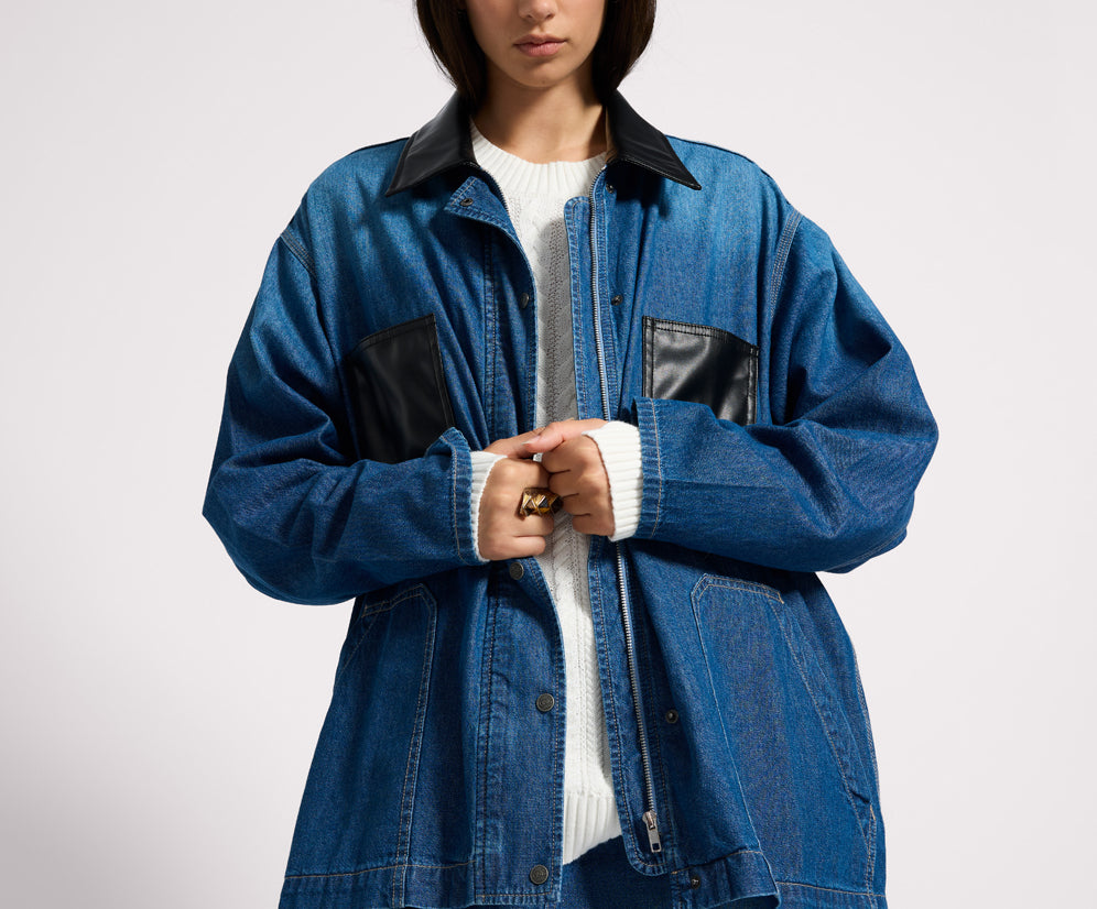 My Boyfriends Denim Shacket - Blue Pasadena
