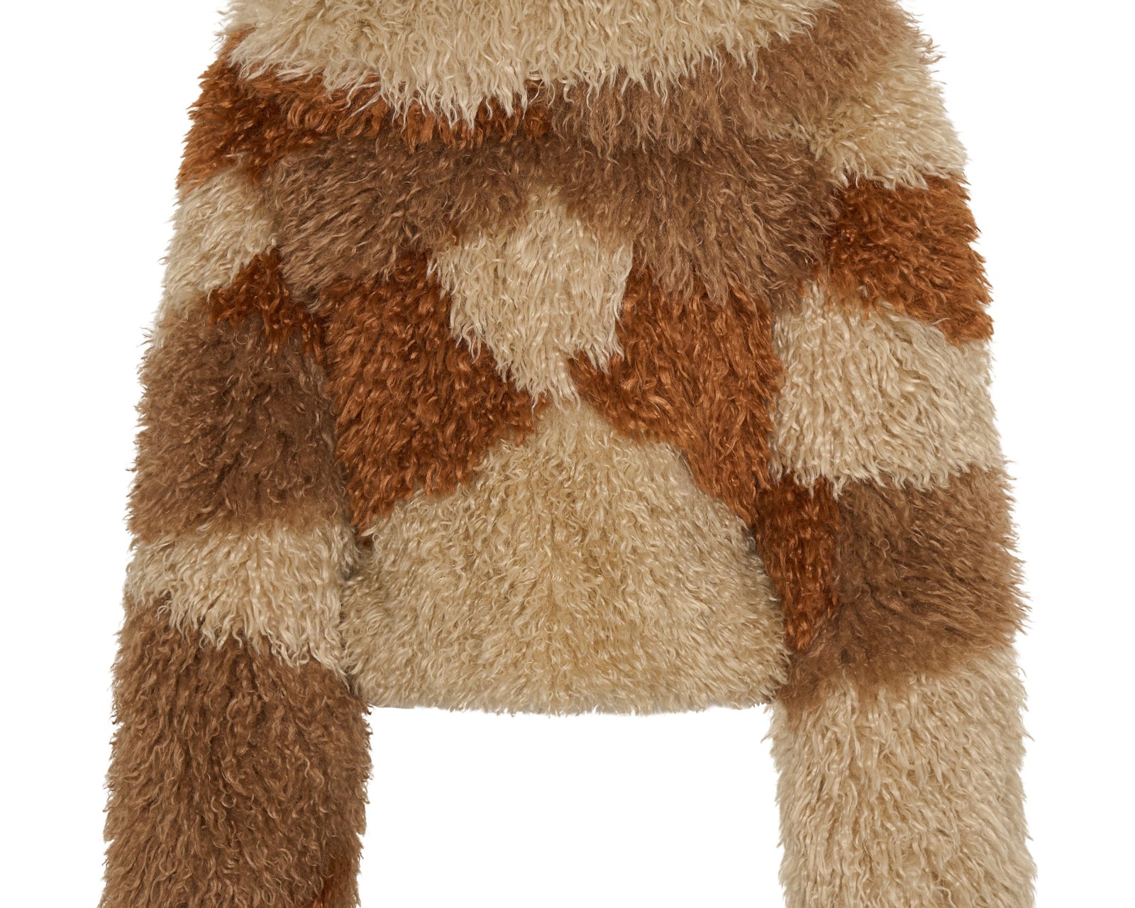 Mongolian Cropped Faux Fur Jacket - Tan