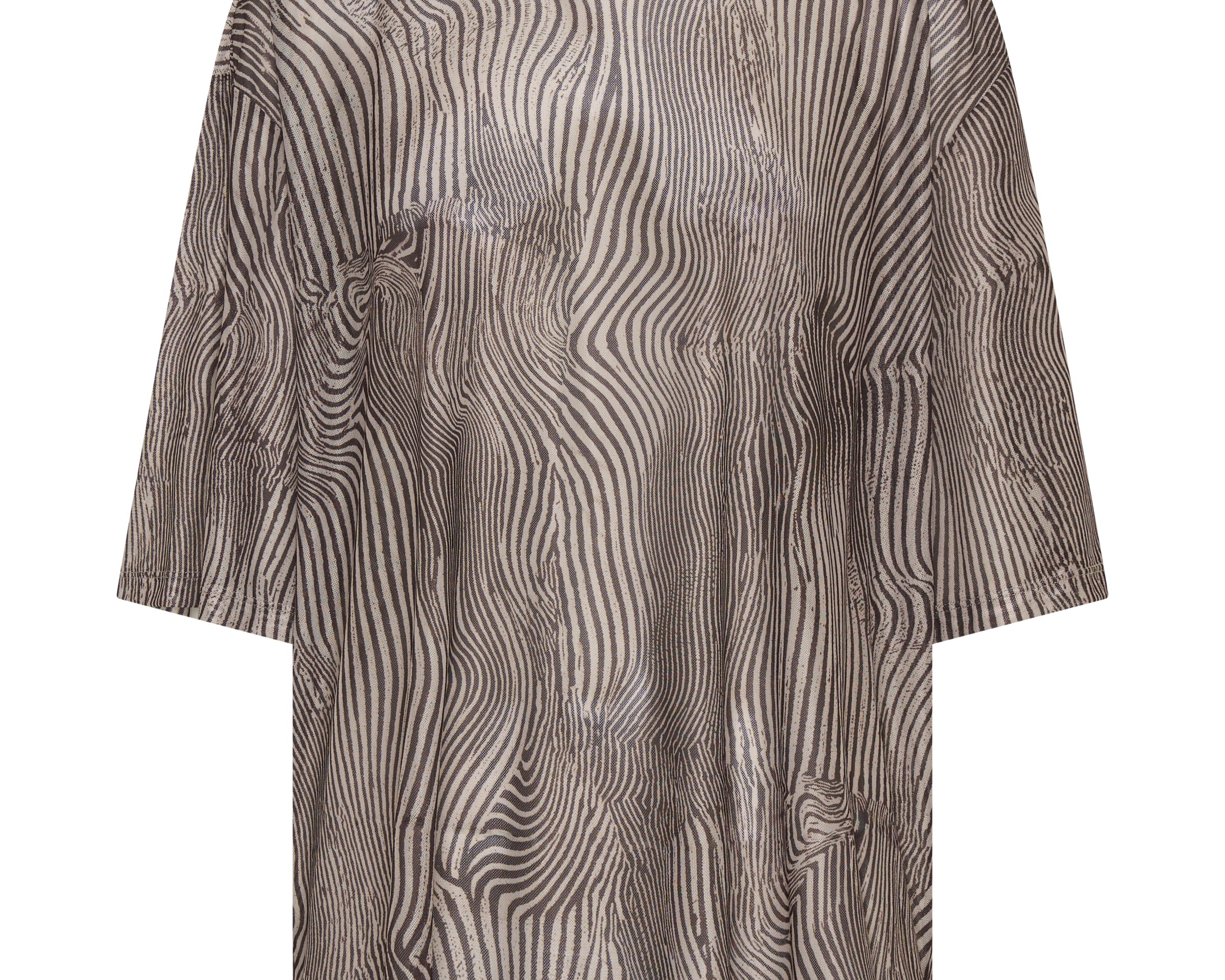 Mesh Striped Oversized Kobe Tee - Grey Zebra Print