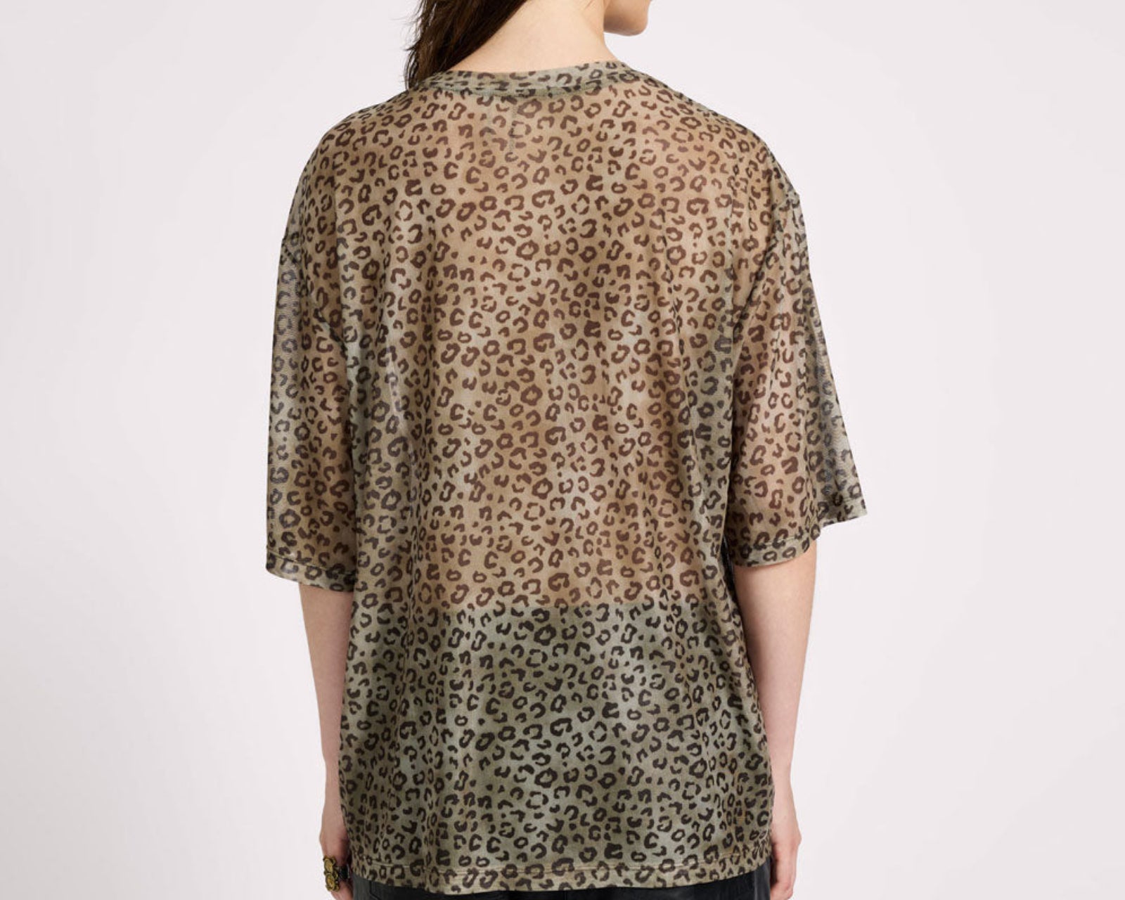 Mesh Oversized Kobe Tee - Khaki Cheetah Print