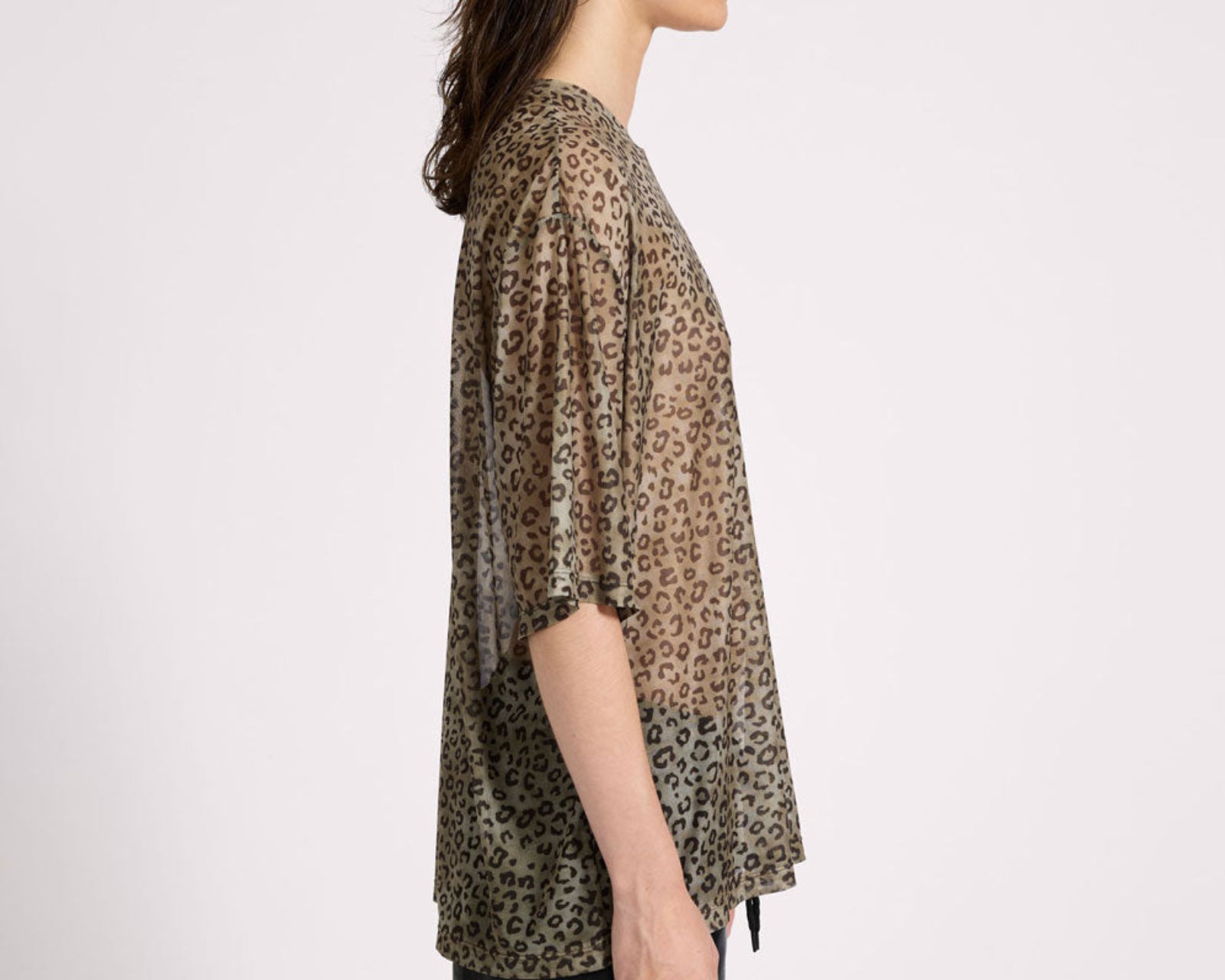 Mesh Oversized Kobe Tee - Khaki Cheetah Print