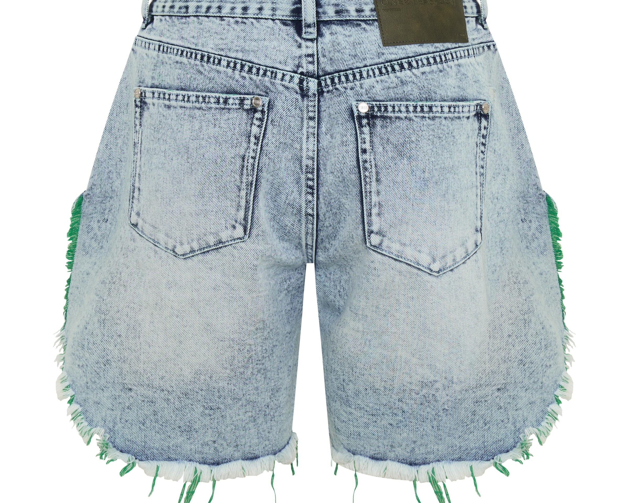 Frankies Low Waist Long Length Denim Shorts - Blue Fields