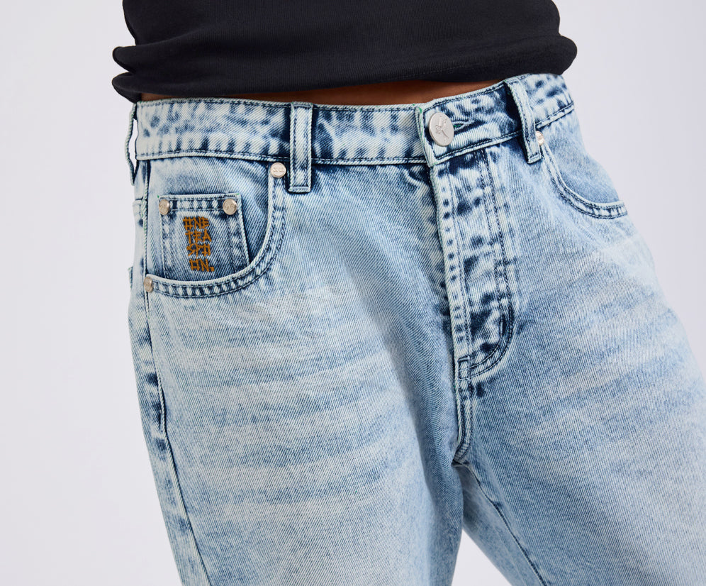 Saints Low Waist Boyfriend Denim Jeans - Blue Fields