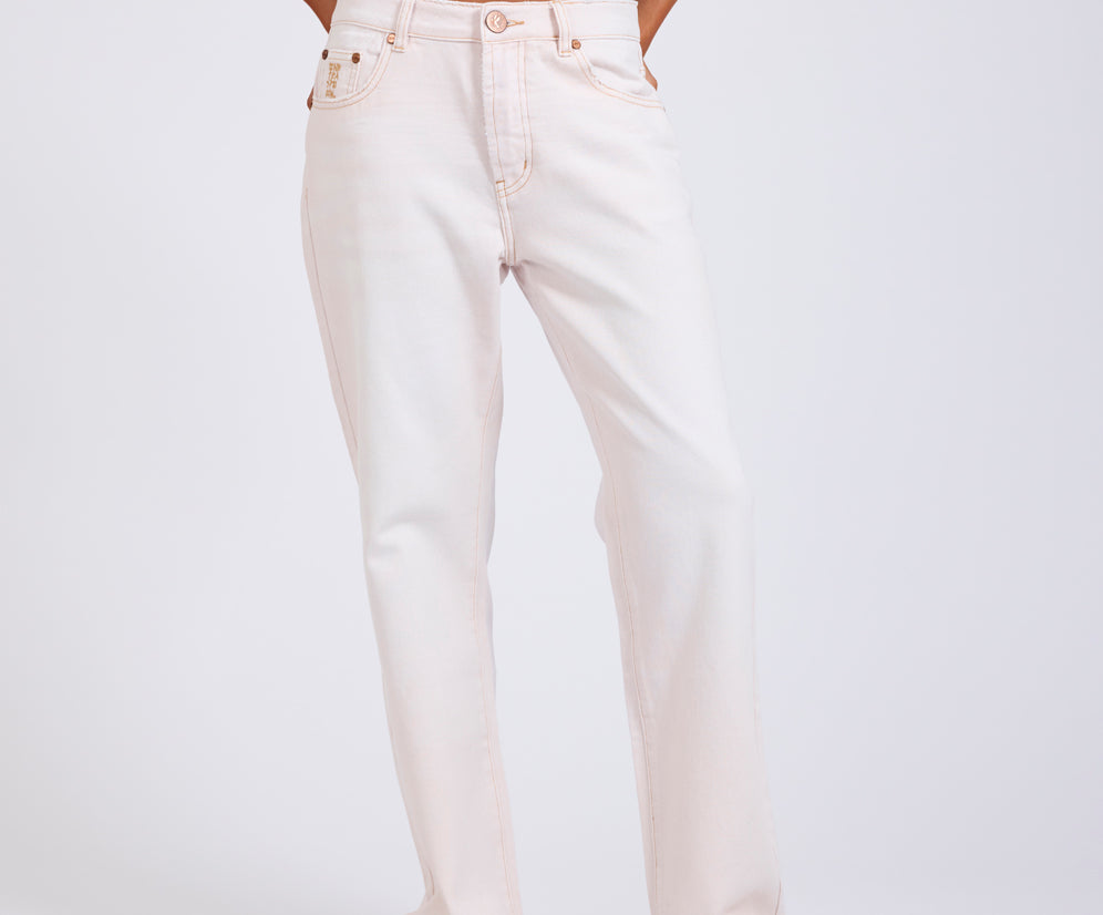 Austins Mid Waist Relaxed Straight Leg Jeans - Pink Tint