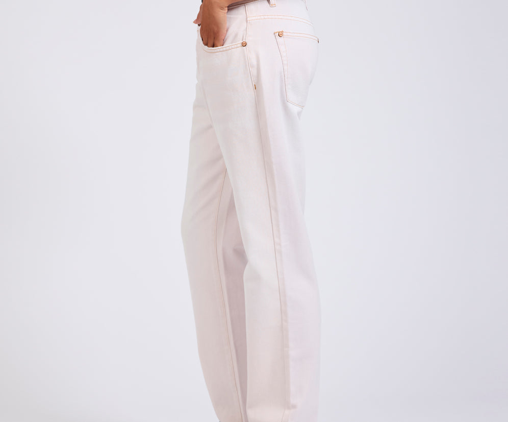 Austins Mid Waist Relaxed Straight Leg Jeans - Pink Tint