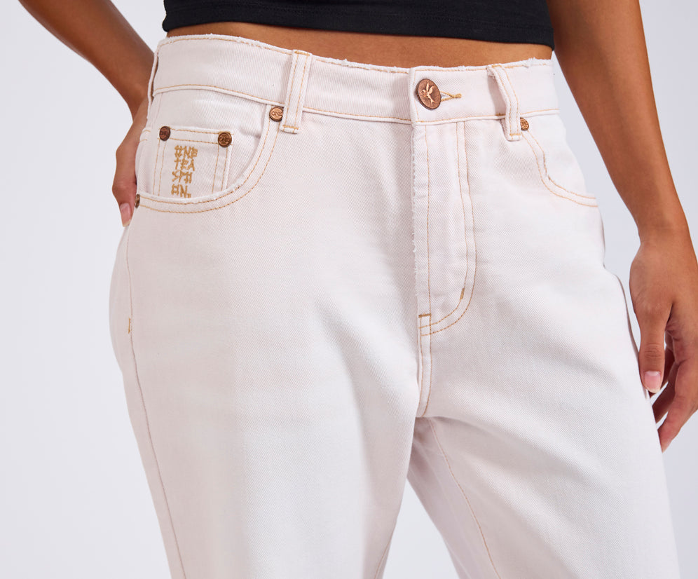 Austins Mid Waist Relaxed Straight Leg Jeans - Pink Tint