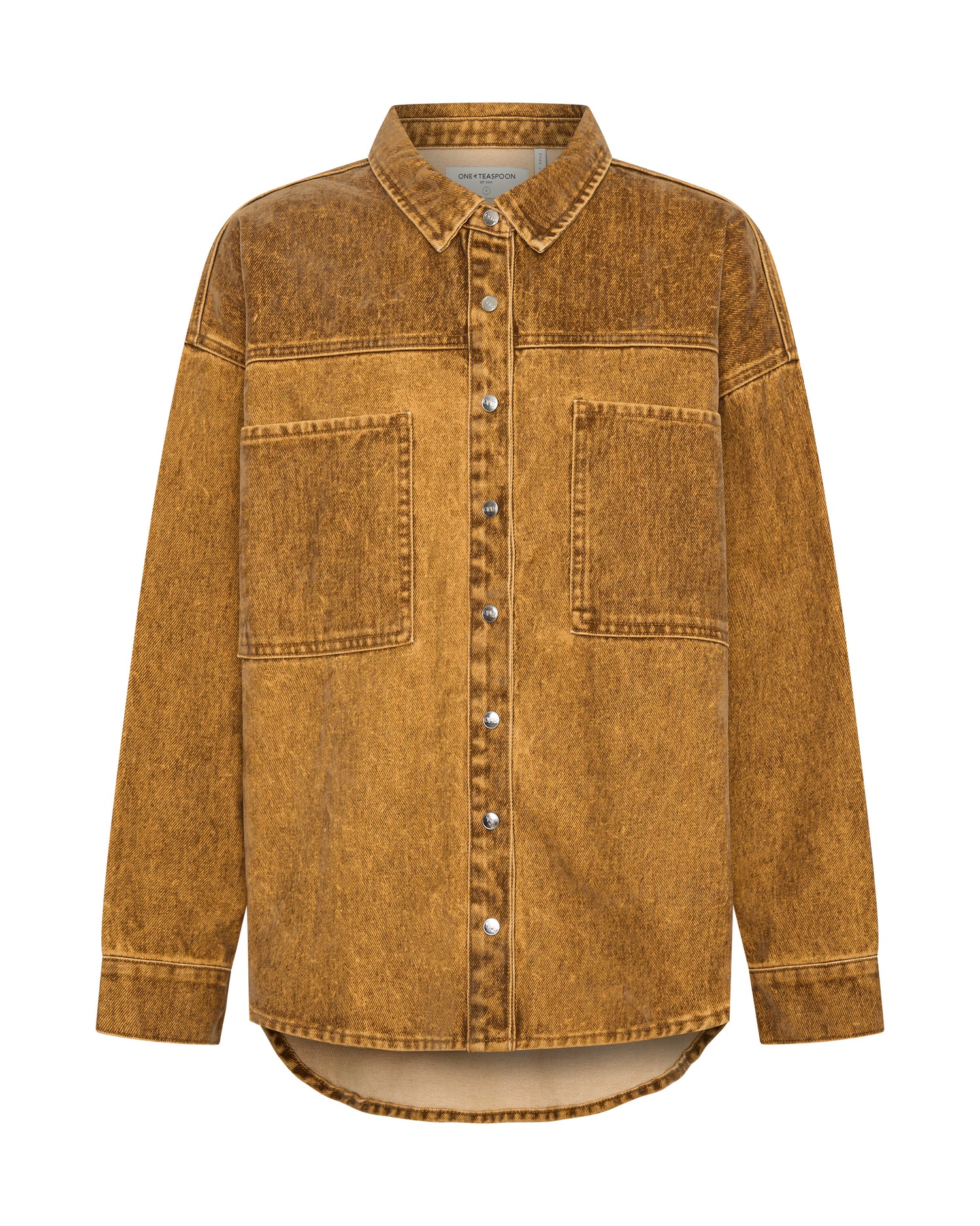 Denim Jackets Daria Flocked Denim Shacket - Burnt Tobacco
