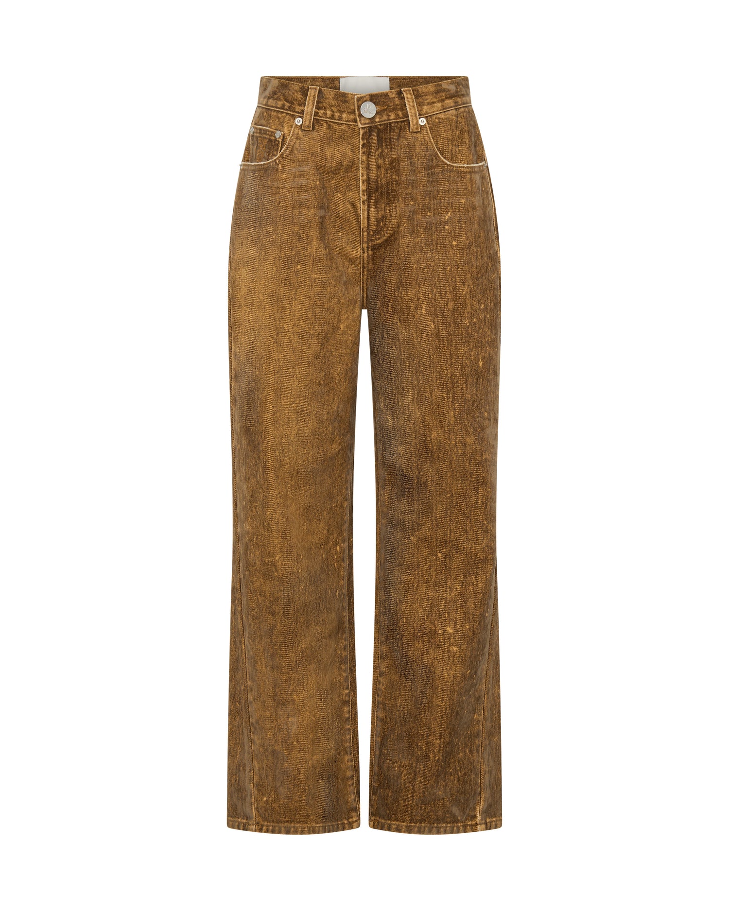 Products Baxters Mid Waist Wide Leg Denim Jeans - Burnt Tobacco