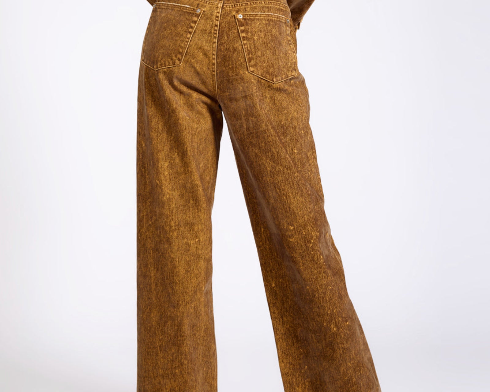 Baxters Mid Waist Wide Leg Denim Jeans - Burnt Tobacco