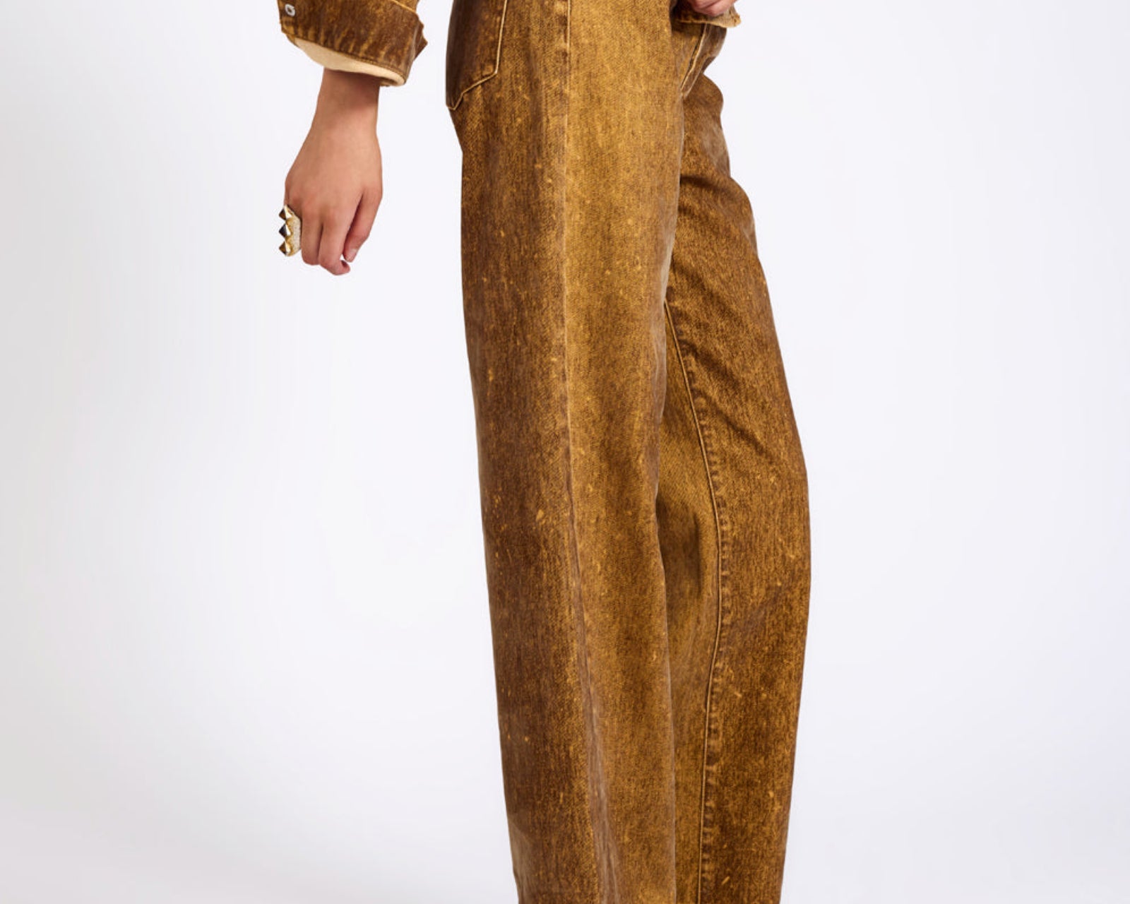 Baxters Mid Waist Wide Leg Denim Jeans - Burnt Tobacco