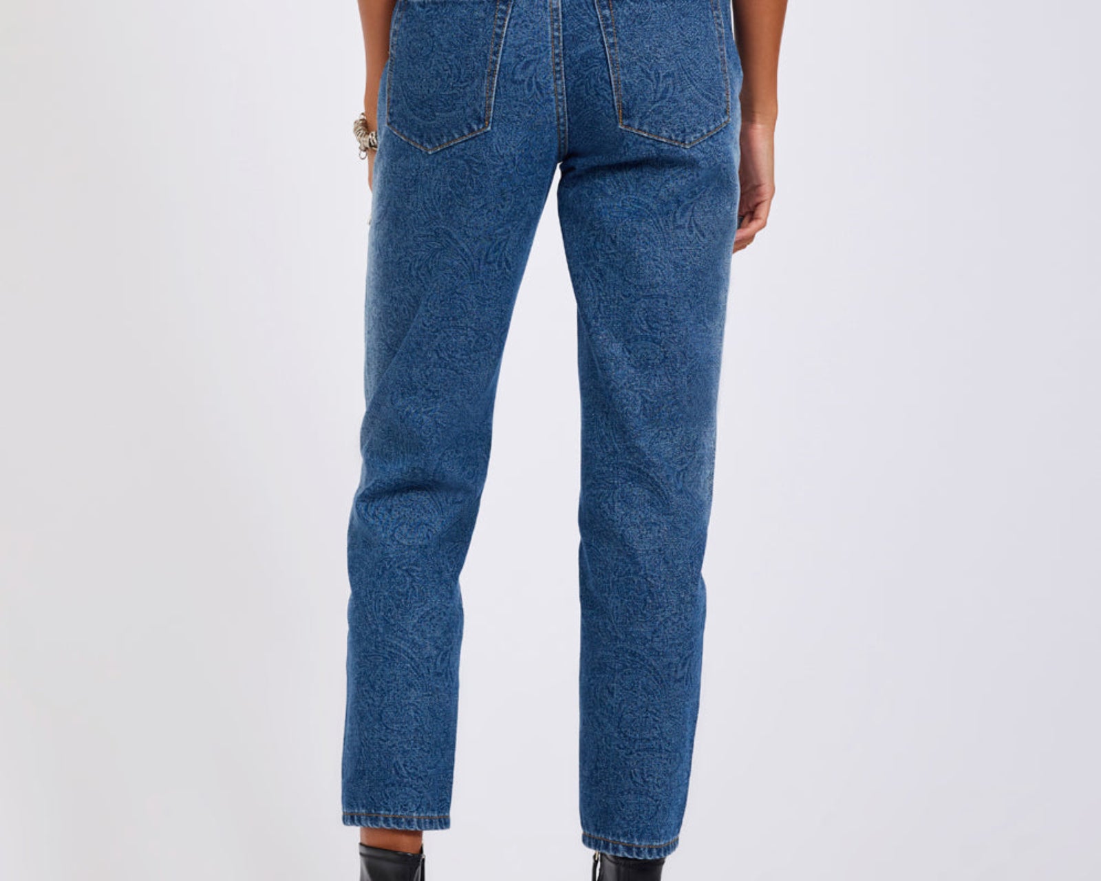Slims High Waist Cropped Slim Fit Denim Jeans - Blue Paisley