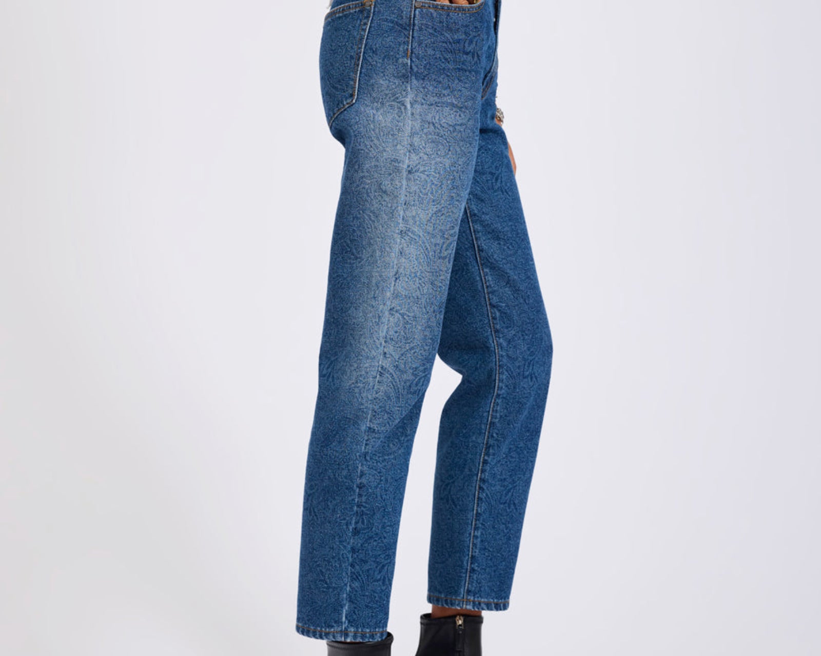Slims High Waist Cropped Slim Fit Denim Jeans - Blue Paisley