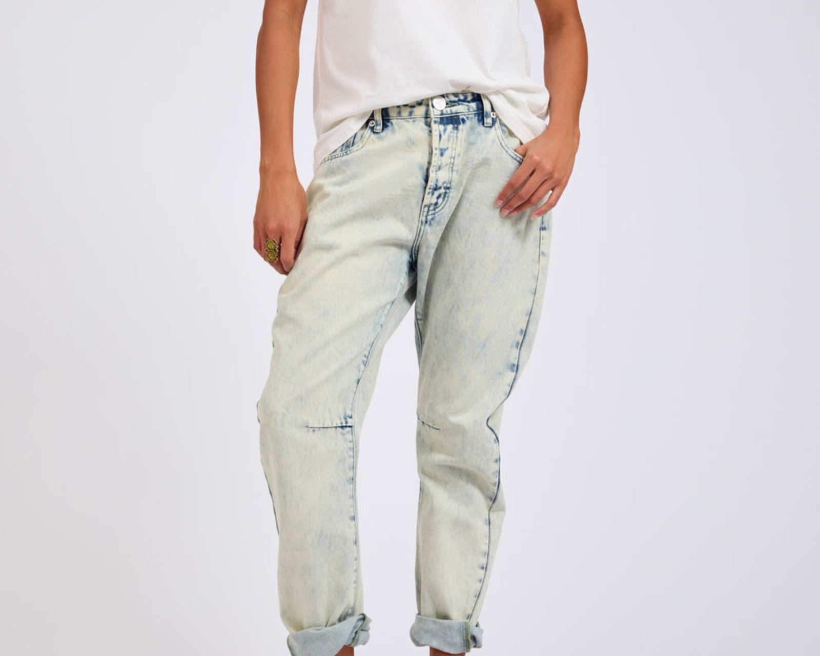 Saints Low Waist Boyfriend Denim Jeans - Ambrosia Blue