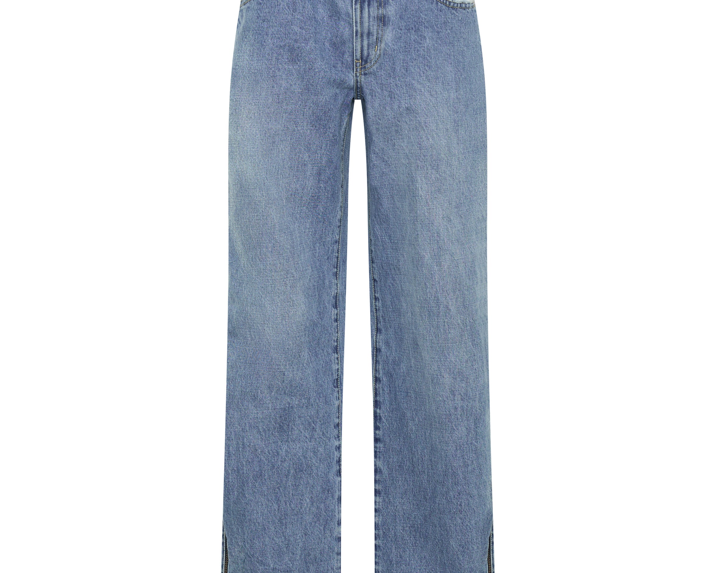 Low Riders Low Waist Wide Leg Zipped Denim Jeans - Pretty Blue