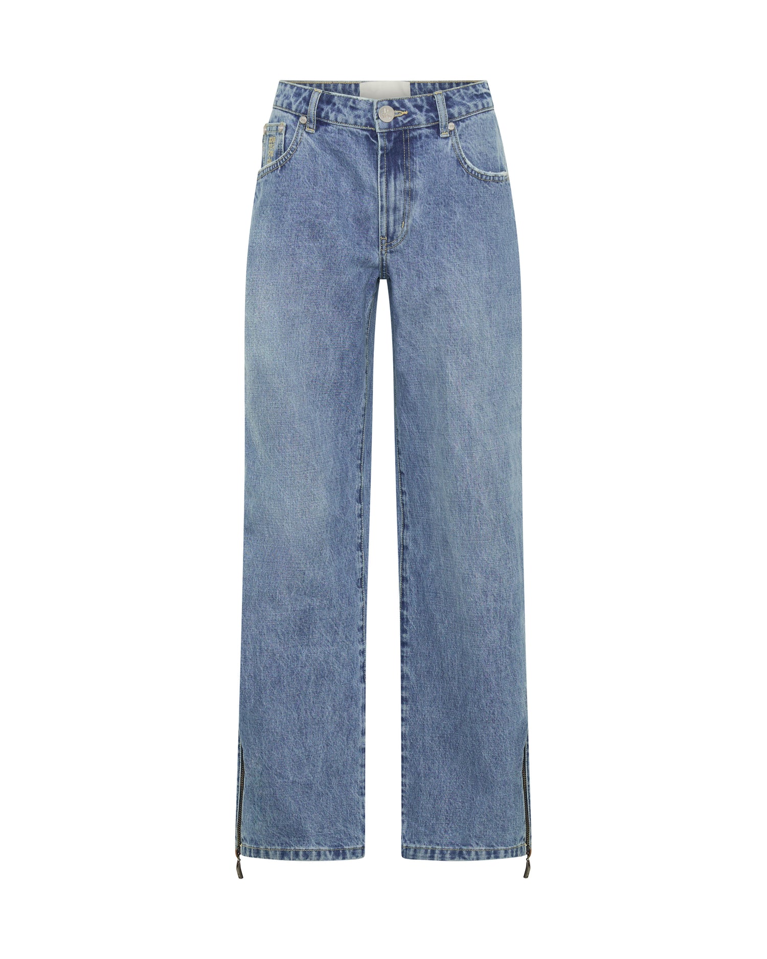 Products Low Riders Low Waist Wide Leg Zipped Denim Jeans - Pretty Blue