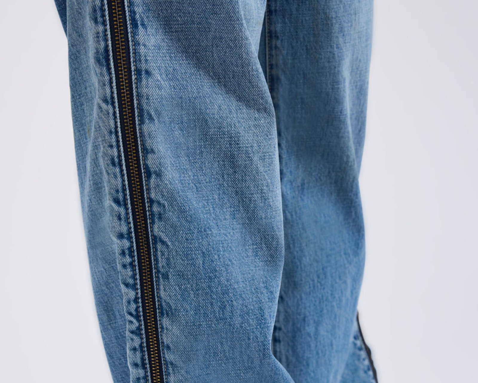 Low Riders Low Waist Wide Leg Zipped Denim Jeans - Pretty Blue