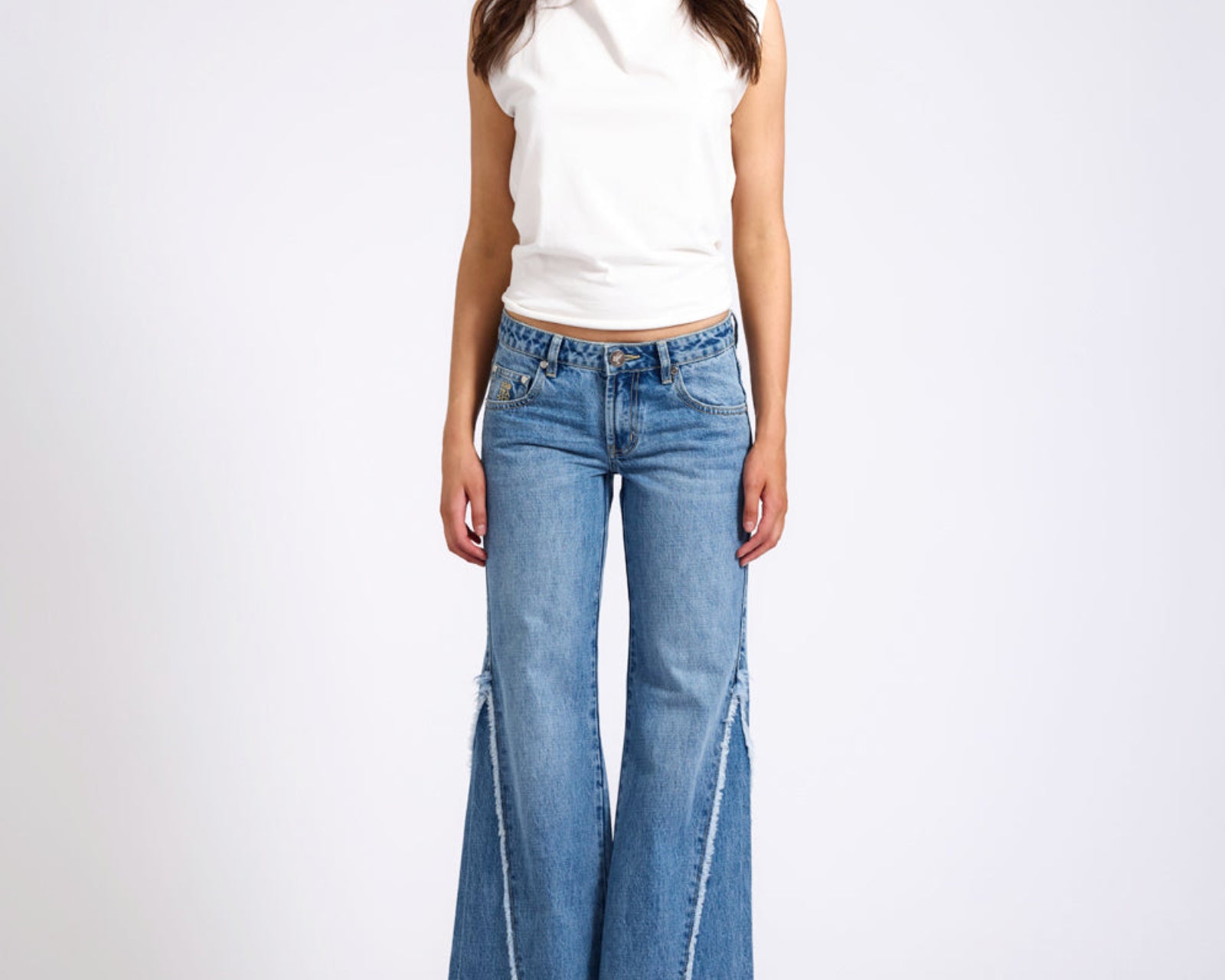 Johnnies Low Waist Wide Leg Flared Denim Jeans