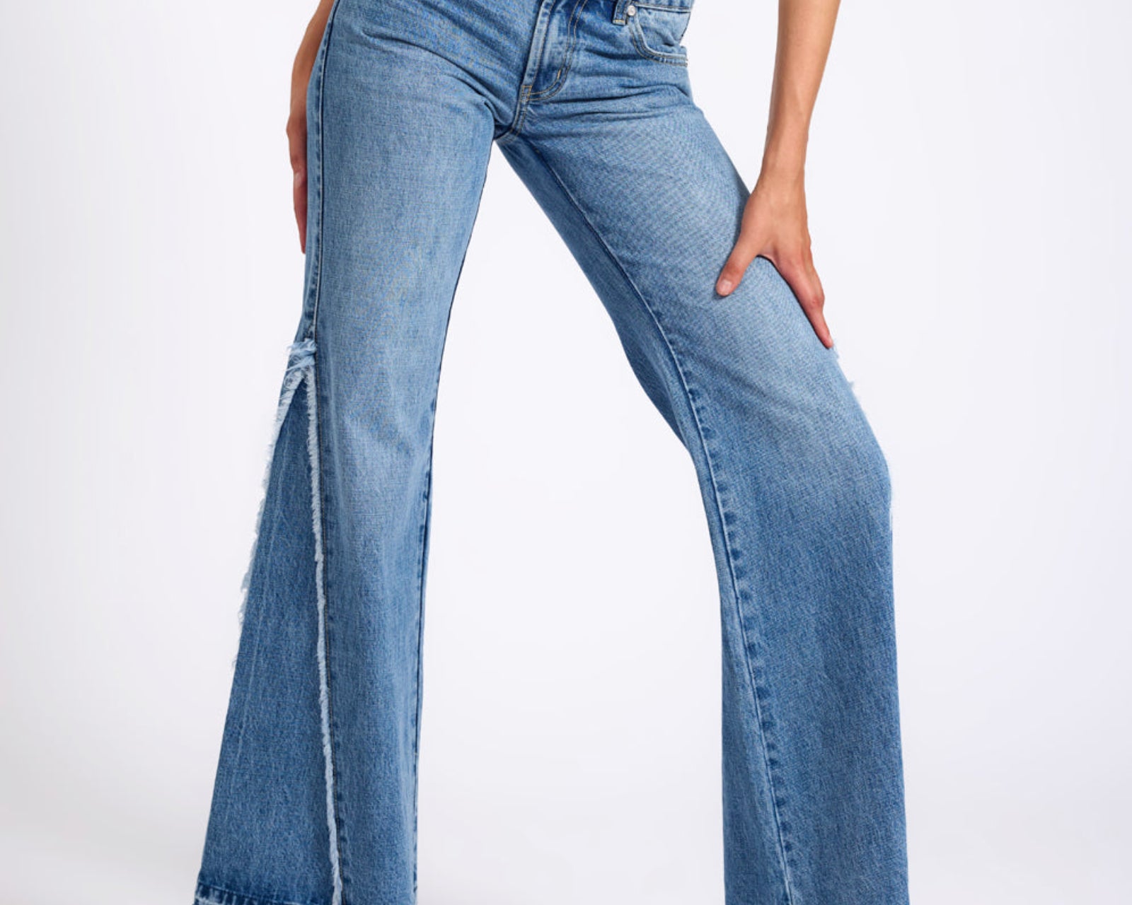 Johnnies Low Waist Wide Leg Flared Denim Jeans