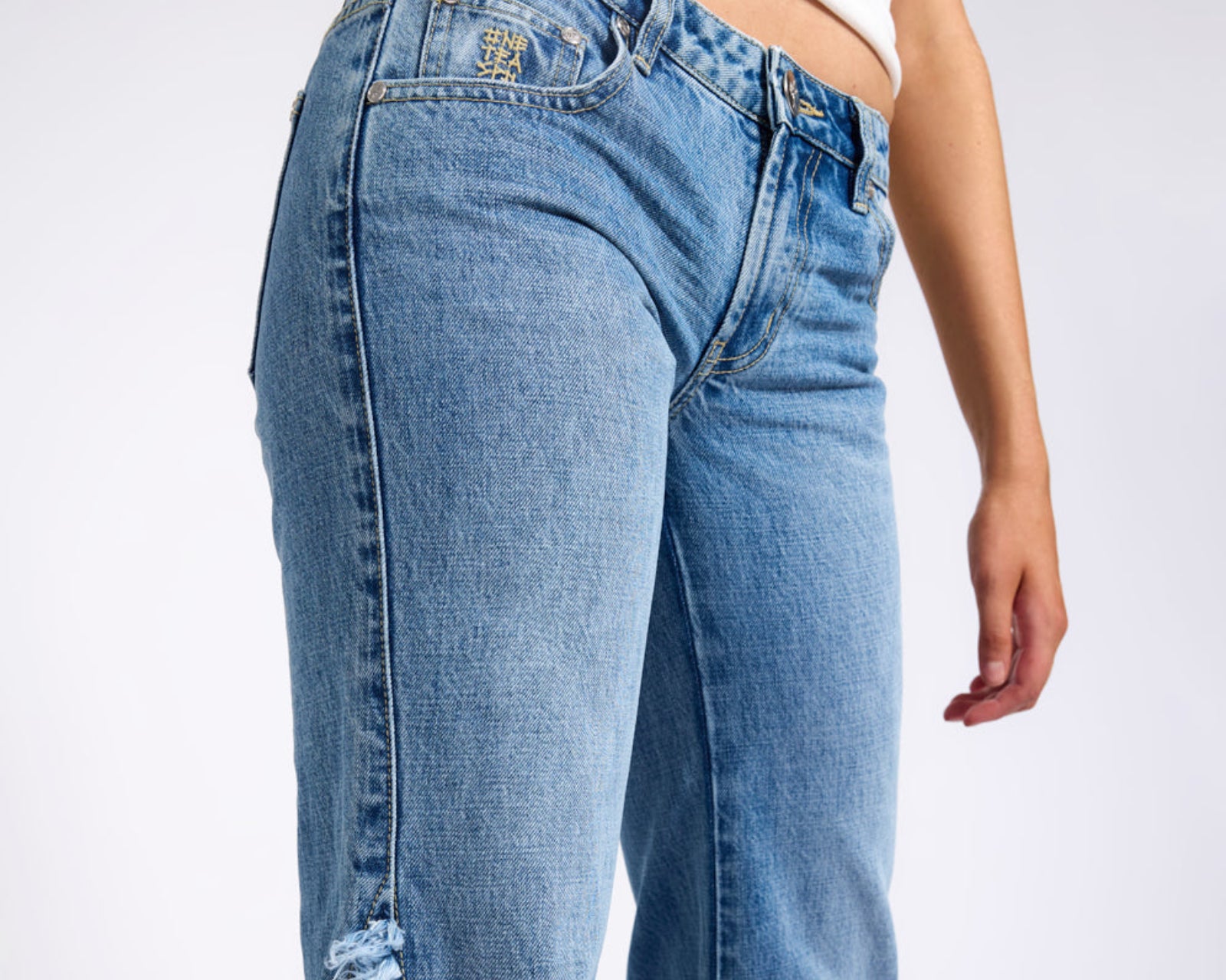 Johnnies Low Waist Wide Leg Flared Denim Jeans