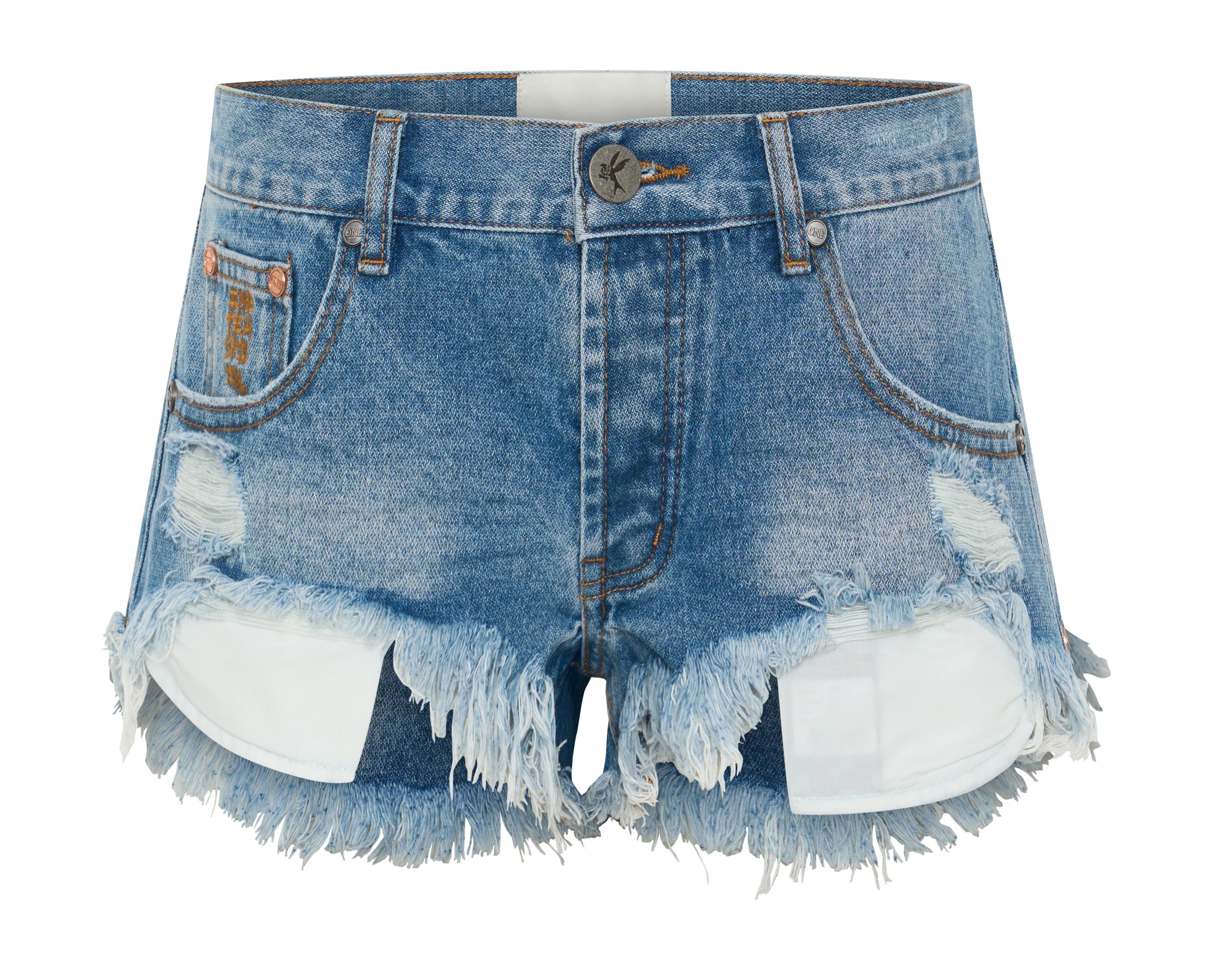 Micro Dukes Low Waist Mini Denim Shorts - Cobaine Blue