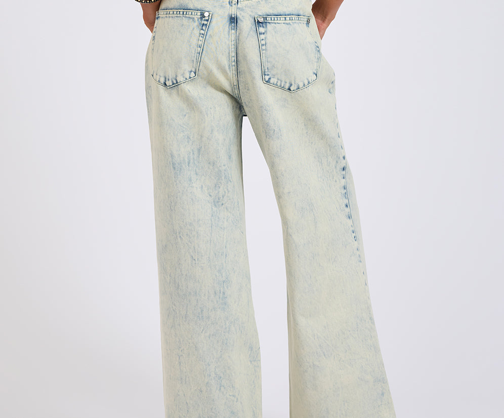 Love Machines Mid Waist Super Wide Leg Denim Jeans - Ambrosia Blue