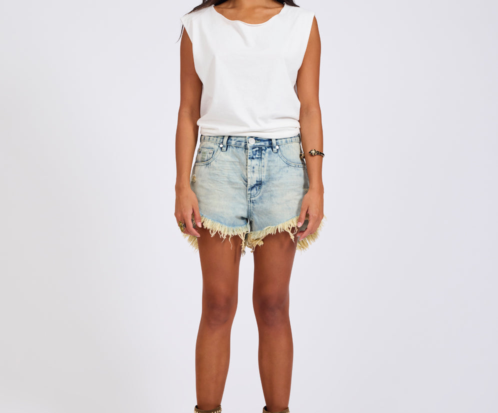 Outlaws Low Waist Mid Length Denim Shorts - Ambrosia Blue