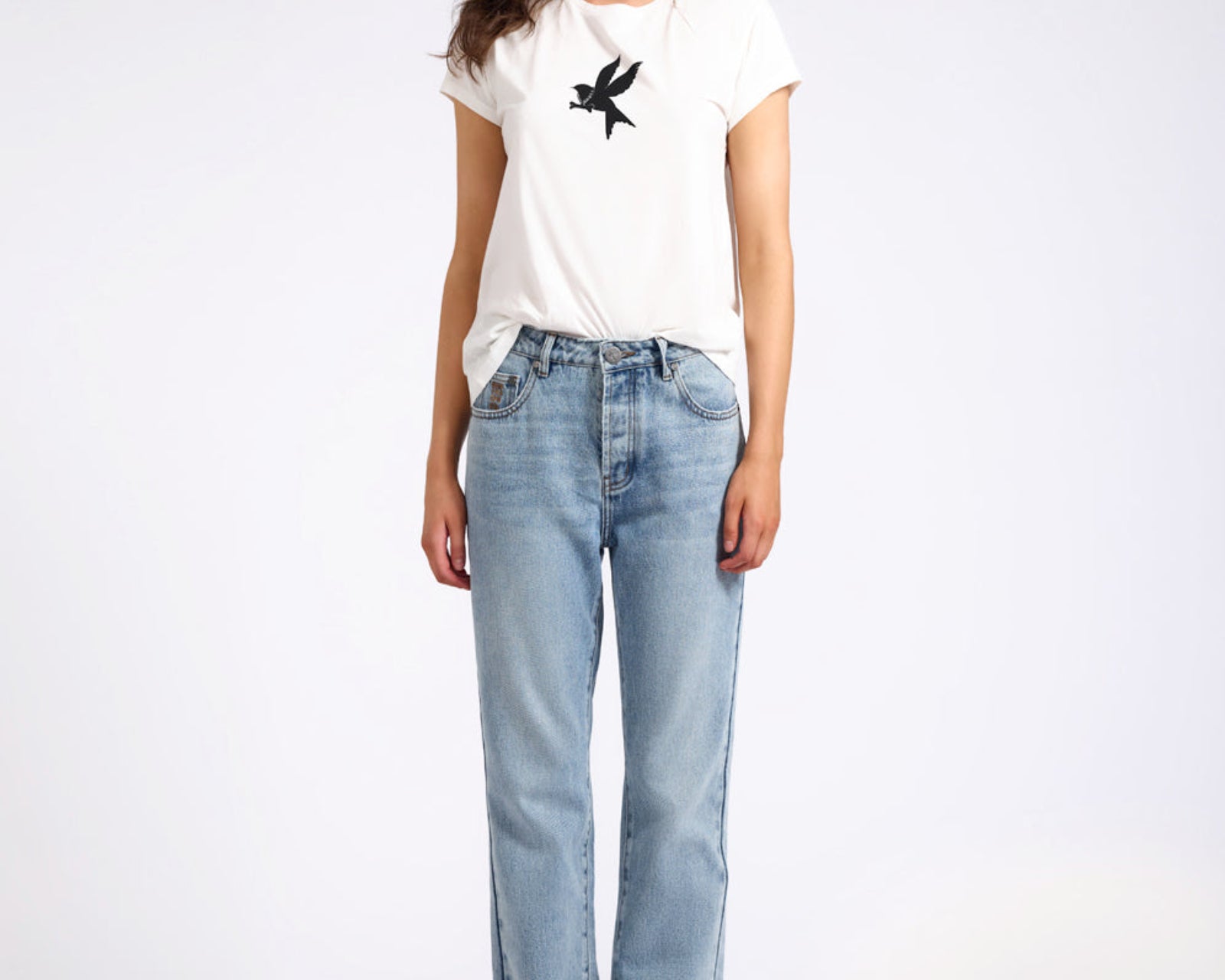 Austins Mid Waist Relaxed Straight Leg Jeans - Misty Blue