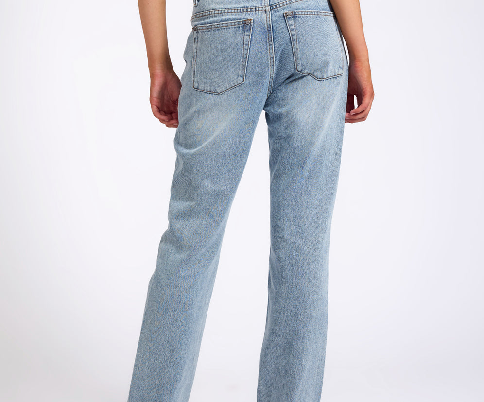 Austins Mid Waist Relaxed Straight Leg Jeans - Misty Blue