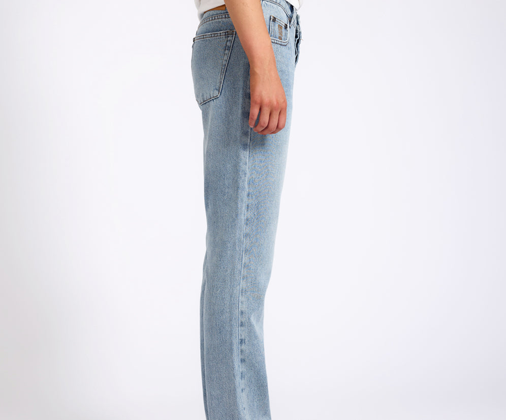 Austins Mid Waist Relaxed Straight Leg Jeans - Misty Blue