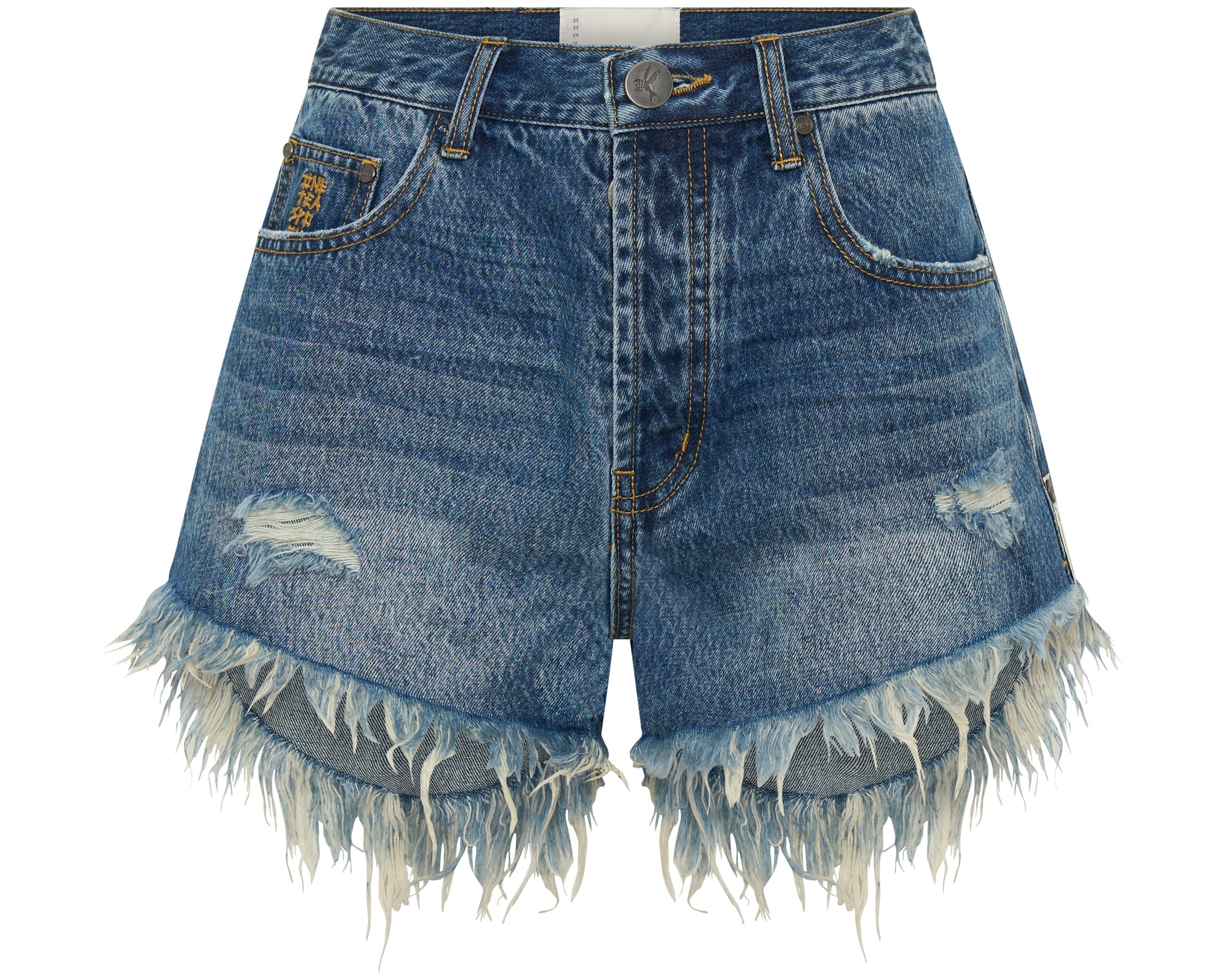 Outlaws Mid Waist Mid Length Denim Shorts - Blue Love