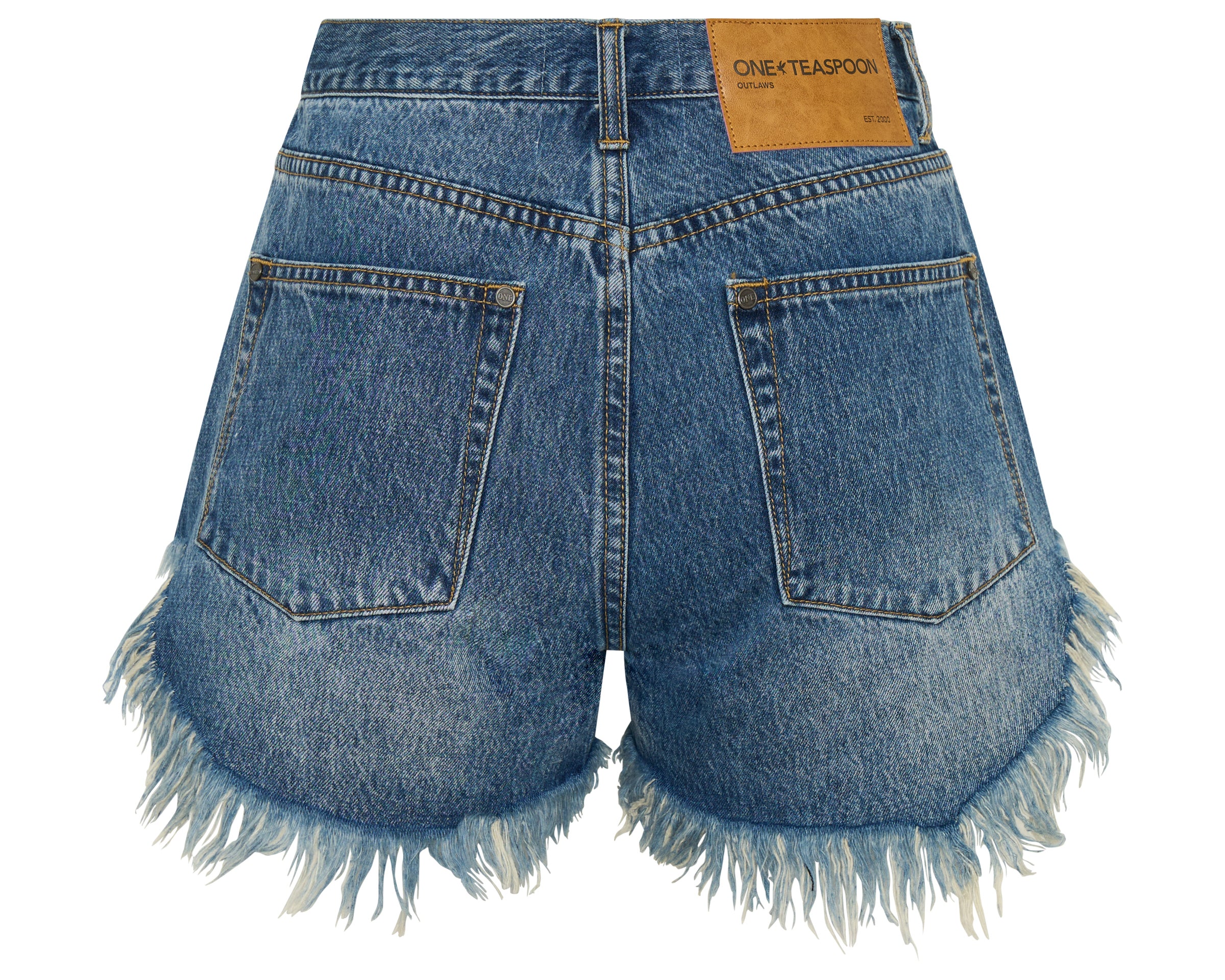 Outlaws Mid Waist Mid Length Denim Shorts - Blue Love
