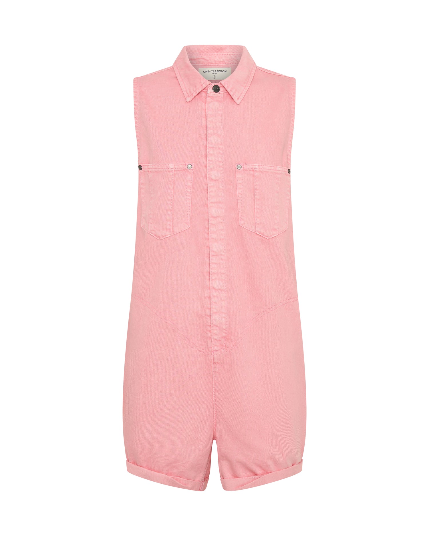 Braxton Mini Utility Denim Jumpsuit - Prism Pink