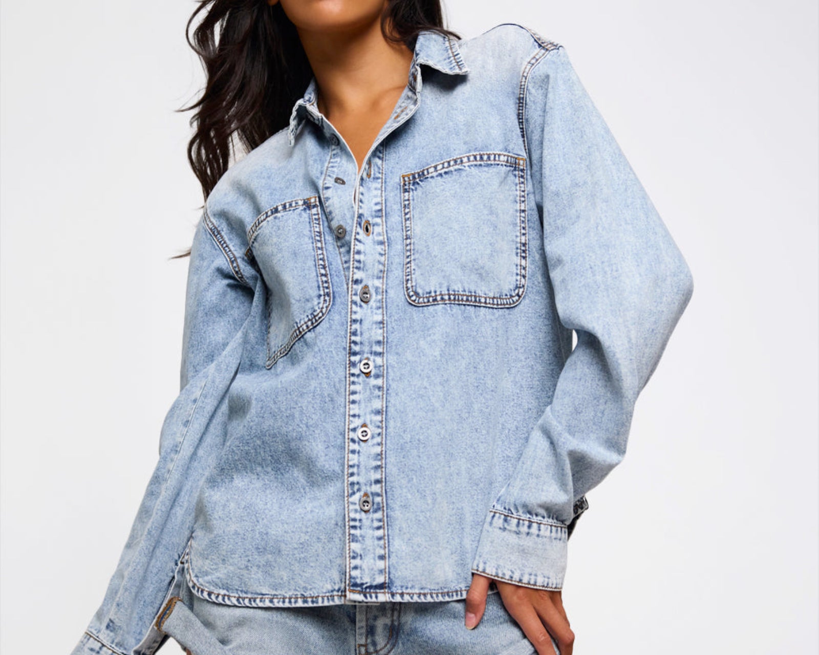 Nixie Classic Fit Denim Shirt - Acid Blue