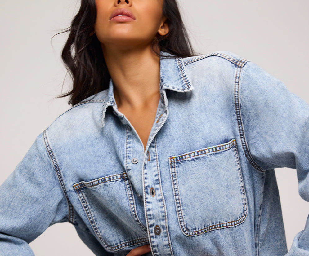 Nixie Classic Fit Denim Shirt - Acid Blue